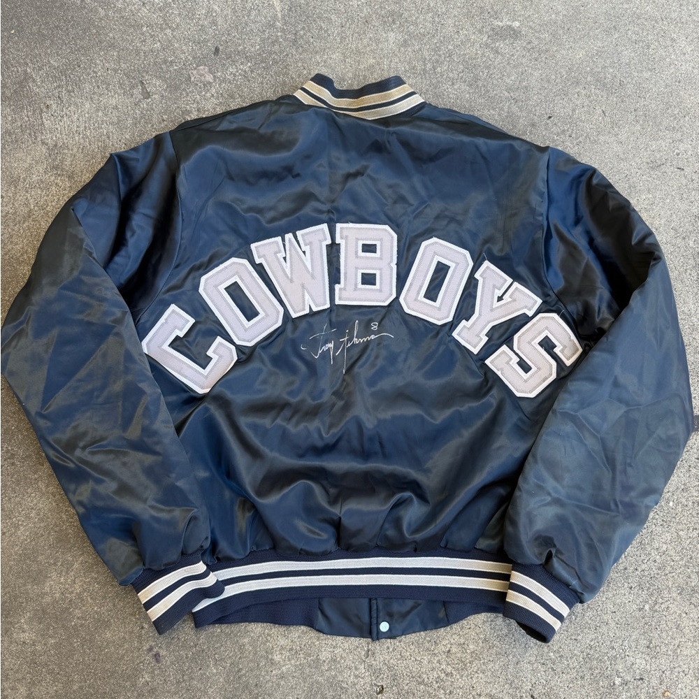 Vintage Chalk Line Dallas Cowboys Satin Jacket USA Troy Aikman Auto #8 M